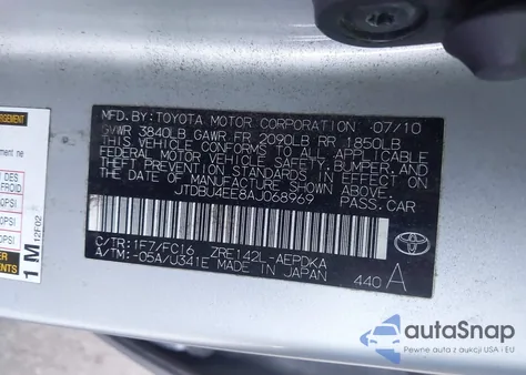 2010 Toyota Corolla Le from USA, damaged, VIN JTDBU4EE8AJ068969